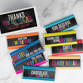 Personalized Appreciation Colorful Thanks Belgian Chocolate Bars Gift Box (8 Pack)