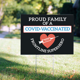 Personalized Covid-Vaccinated Frontline Superhero Yard Sign