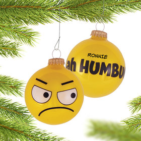 Personalized Bah Humbug Emoji Face Christmas Ornament