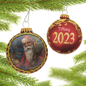 Krebs Personalized 2023 Dated Santas on Silk (Samiklos) Christmas Ornament