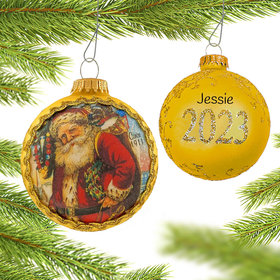 Krebs Personalized 2023 Dated Santa on Silk (Santa Claus) Christmas Ornament