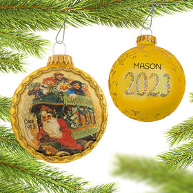 Krebs Personalized 2023 Dated Santa on Silk (Father Christmas) Christmas Ornament