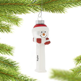 Personalized Snowman Pez Dispenser Christmas Ornament