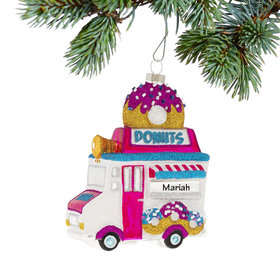 Personalized Sparkly Donut Truck Christmas Ornament