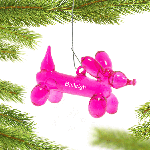 Personalized Translucent Pink Balloon Dog Christmas Ornament