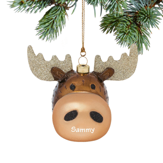 Personalized Little Moose Christmas Ornament