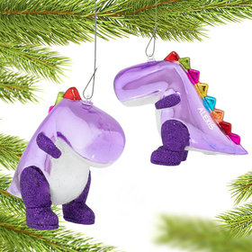 Personalized Chrome Dinosaur Christmas Ornament
