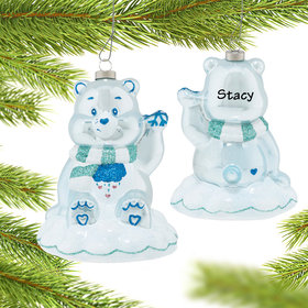 Personalized Blue Care Bear Christmas Ornament