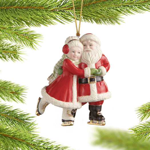 Lenox Ice Skating Santa and Mrs. Claus Christmas Ornament