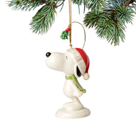 Lenox Peanuts Snoopy Under The Mistletoe Christmas Ornament