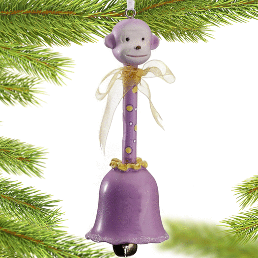 Animal Baby Bell Purple Monkey Christmas Ornament