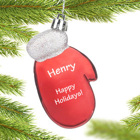 Personalized Red Mitten Christmas Ornament
