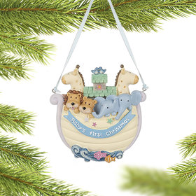 Personalized Baby's First Christmas Yellow Noah's Ark Christmas Ornament