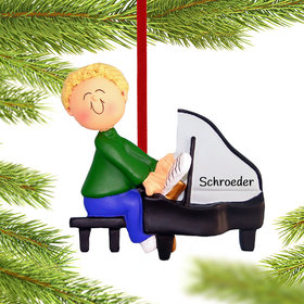 Personalized Piano Player Male Christmas Ornament