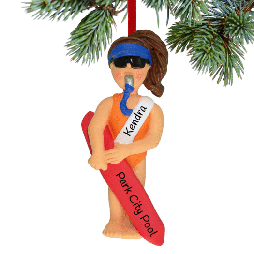 Personalized Lifeguard Female Christmas Ornament