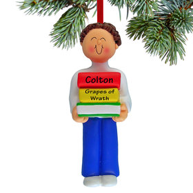 Personalized Reader Boy Christmas Ornament