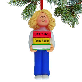 Personalized Reader Girl Christmas Ornament