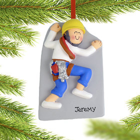 Personalized Rock Climber Male Christmas Ornament