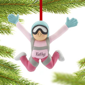 Personalized Skydiver Female Christmas Ornament