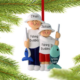 Personalized Fishing Dad and Son or Grandpa and Grandson Christmas Ornament