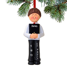 Personalized First Communion with Bible Boy Christmas Ornament