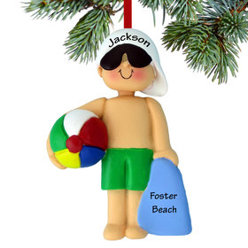 Personalized Beach Child Boy Christmas Ornament