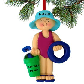 Personalized Beach Child Girl Christmas Ornament