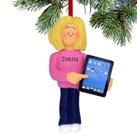 Personalized Touch Tablet Computer Female Christmas Ornament