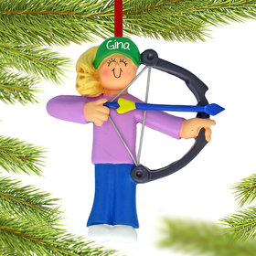 Personalized Archery Female Christmas Ornament