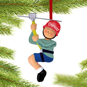 Personalized Male Zipline Christmas Ornament