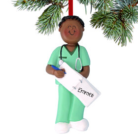 Personalized Nurse, EMT, or Physician Assistant Male Christmas Ornament