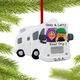 Personalized Motor Home RV Couple Christmas Ornament