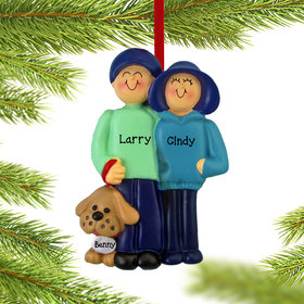 Personalized Couple and Dog Christmas Ornament