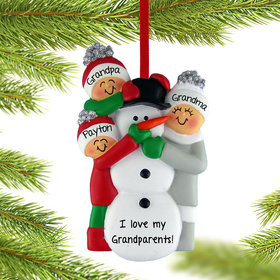 Personalized Building a Snowman Grandparents Christmas Ornament