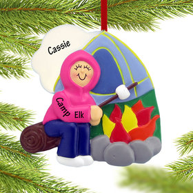 Personalized Camping Girl Christmas Ornament