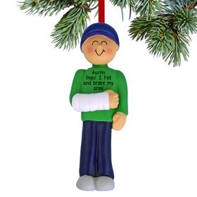 Personalized Broken Arm Male Christmas Ornament