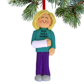 Personalized Broken Arm Female Christmas Ornament