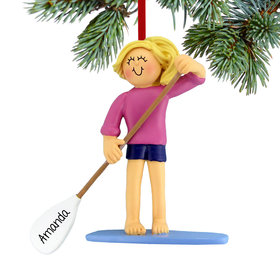 Personalized Paddle Board Female Christmas Ornament