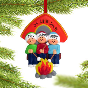 Personalized Camping Family of 3 Christmas Ornament