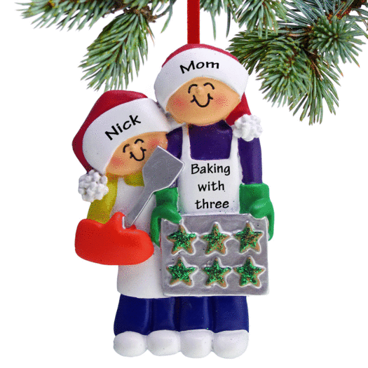 Baking Cookies with Expecting Mom Couple Christmas Ornament
