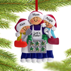 Personalized Baking Cookies with Grandma or Mom (2 Children) Christmas Ornament
