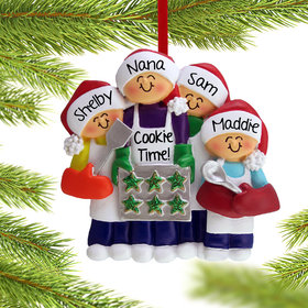 Personalized Baking Cookies with Grandma or Mom (3 Children) Christmas Ornament