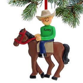 Personalized Horseback Rider Male Christmas Ornament