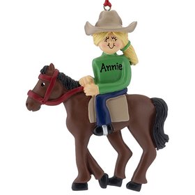 Personalized Horseback Rider Female Christmas Ornament