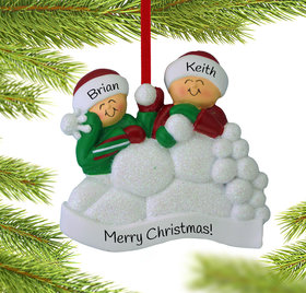 Personalized Snow Fight Friends Christmas Ornament