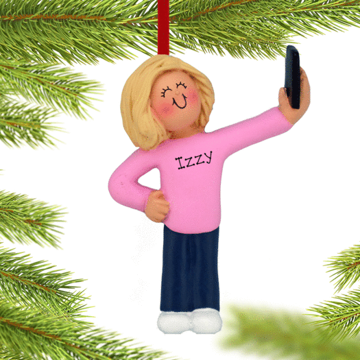 Personalized Selfie Female Christmas Ornament