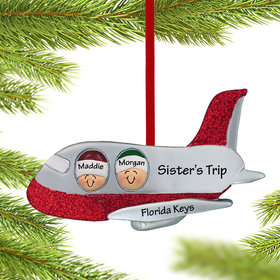 Personalized Airplane Siblings Christmas Ornament