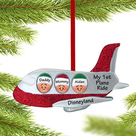 Personalized Airplane Family of 3 Christmas Ornament