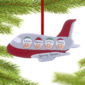 Personalized Airplane Family of 4 Christmas Ornament