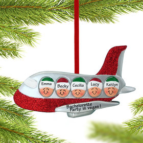 Personalized Airplane Family of 5 Christmas Ornament